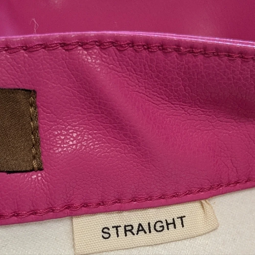 JUDY BLUE Hot Pink Vegan Leather Straight Leg Pants, Like New, Size 24 - Picture 8 of 13